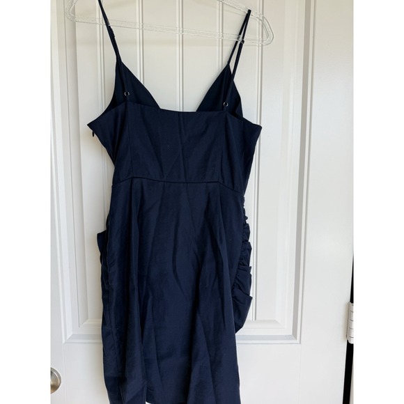 Ramy Brook May Ruched Ruffle Dress, 0 Linen Blend Mini Blue EUC - Picture 5 of 10